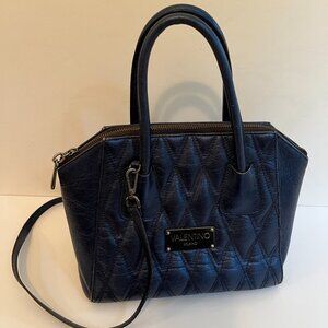Valentino Minimi Blue Metallic Leather Purse